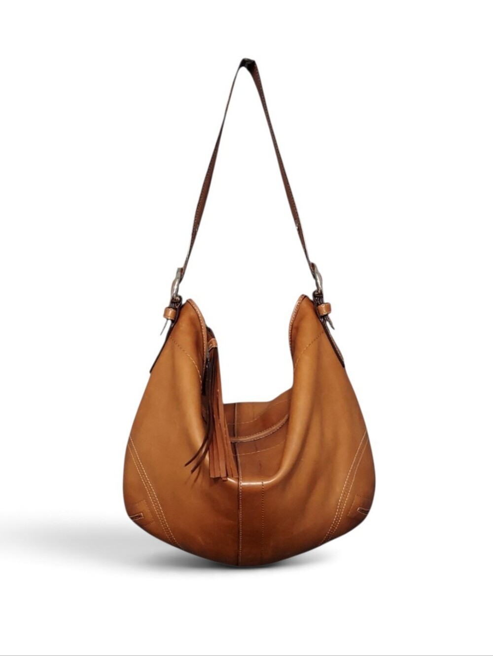 Coach Cognac Leather Hobo Bag with Tassel